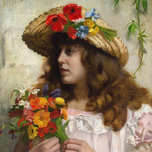 Rowland Holyoake, Portrait Of A Girl With Wildflowers