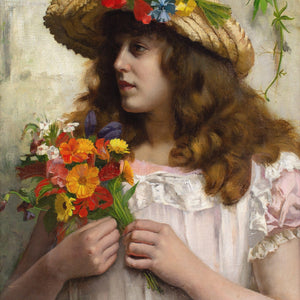 Rowland Holyoake, Portrait Of A Girl With Wildflowers