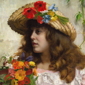 Rowland Holyoake, Portrait Of A Girl With Wildflowers