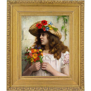 Rowland Holyoake, Portrait Of A Girl With Wildflowers