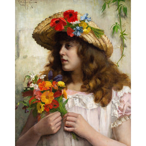 Rowland Holyoake, Portrait Of A Girl With Wildflowers