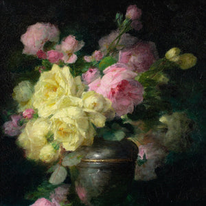 André Perrachon, Still Life With Yellow & Pink Roses