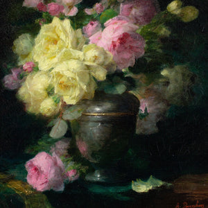 André Perrachon, Still Life With Yellow & Pink Roses