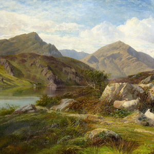 George Cole RBA, Mountainous Landscape With Lake & Grazing Sheep