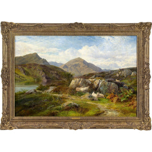 George Cole RBA, Mountainous Landscape With Lake & Grazing Sheep