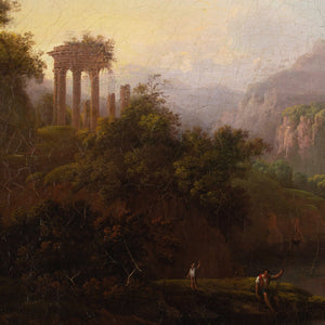 Louis Bélanger (Attributed), Italianate River Landscape With Ruins, Convent & Fisherman