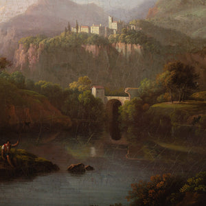 Louis Bélanger (Attributed), Italianate River Landscape With Ruins, Convent & Fisherman