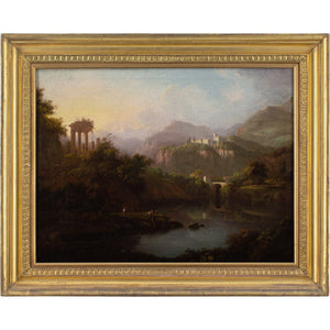 Louis Bélanger (Attributed), Italianate River Landscape With Ruins, Convent & Fisherman