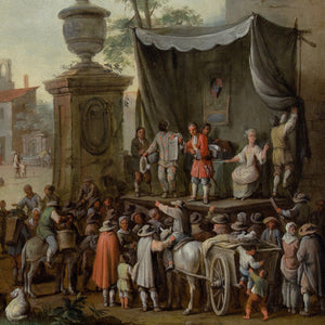 Franz De Paula Ferg (Attributed), Figures Of The Commedia dell'Arte Performing In A Busy Village Square