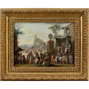 Franz De Paula Ferg (Attributed), Figures Of The Commedia dell'Arte Performing In A Busy Village Square