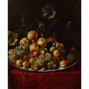 Mid-17th-Century Neapolitan School, Still Life With Grapes, Peaches, Plums & Figs On A Silver Platter