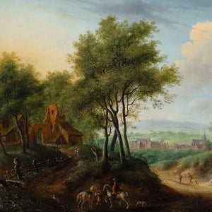 Jan Ludewick De Wouters, Wooded Landscape With Riders, Ruin & Distant Town