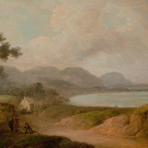 John Rathbone, Landscape With Cottage, Lake, Track & Figures