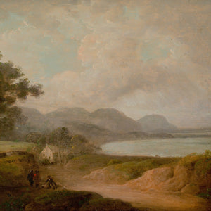 John Rathbone, Landscape With Cottage, Lake, Track & Figures