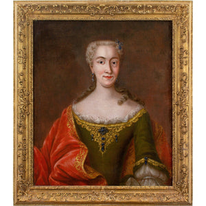 Mid-18th-Century French School, Portrait Of A Lady With Sapphires