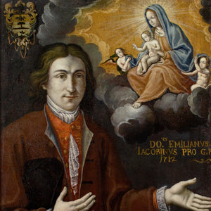 Early 18th-Century French School, Ex-Voto Portrait With Emilian Jacobin, The Virgin Mary, Christ & Angels