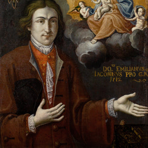 Early 18th-Century French School, Ex-Voto Portrait With Emilian Jacobin, The Virgin Mary, Christ & Angels
