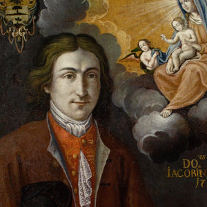 Early 18th-Century French School, Ex-Voto Portrait With Emilian Jacobin, The Virgin Mary, Christ & Angels