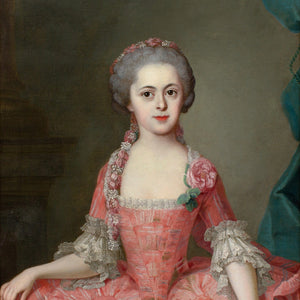 Johann Michael Millitz, Portrait Of A Lady In A Pale Pink Gown