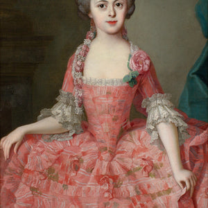 Johann Michael Millitz, Portrait Of A Lady In A Pale Pink Gown