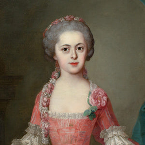 Johann Michael Millitz, Portrait Of A Lady In A Pale Pink Gown