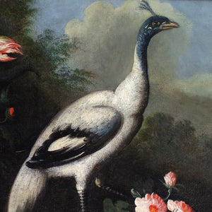 Giuseppe Pesci (Attributed), Still Life With Flowers, Vase & Peacock