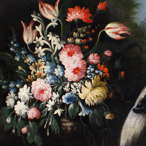 Giuseppe Pesci (Attributed), Still Life With Flowers, Vase & Peacock