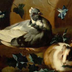 Franz Werner Von Tamm (Attributed), Still Life With Pigeons & Guinea Pigs In A Forest
