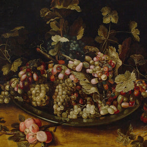 Mid-17th-Century Flemish School, Still Life With Grapes & Foliage On A Pewter Platter