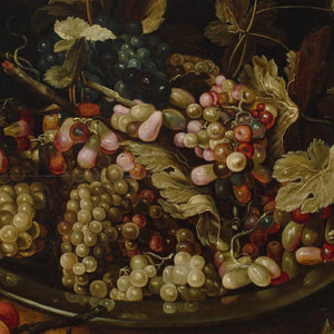 Mid-17th-Century Flemish School, Still Life With Grapes & Foliage On A Pewter Platter