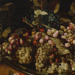 Mid-17th-Century Flemish School, Still Life With Grapes & Foliage On A Pewter Platter