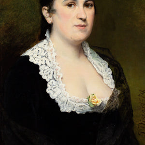 Jean Baptiste Discart, Portrait Of A Lady With A Yellow Rose