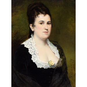 Jean Baptiste Discart, Portrait Of A Lady With A Yellow Rose