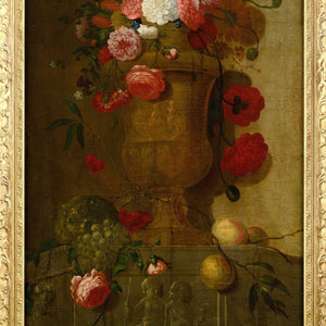 Mid-18th-Century French School, Still Life With Roses & Other Blooms In An Urn