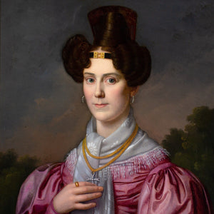 Franz Xaver Winterhalter (Circle), Portrait Of A Lady In A Pink Dress With Gigot Sleeves