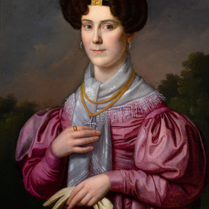 Franz Xaver Winterhalter (Circle), Portrait Of A Lady In A Pink Dress With Gigot Sleeves