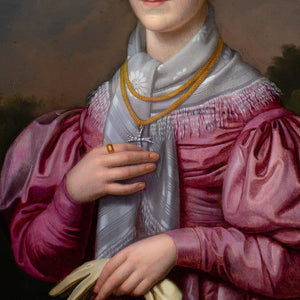 Franz Xaver Winterhalter (Circle), Portrait Of A Lady In A Pink Dress With Gigot Sleeves