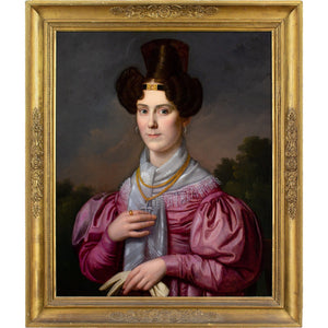 Franz Xaver Winterhalter (Circle), Portrait Of A Lady In A Pink Dress With Gigot Sleeves