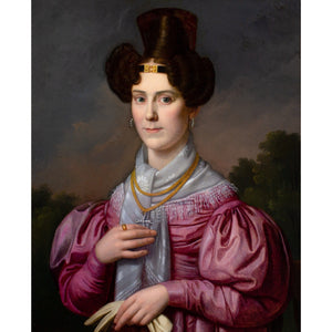 Franz Xaver Winterhalter (Circle), Portrait Of A Lady In A Pink Dress With Gigot Sleeves