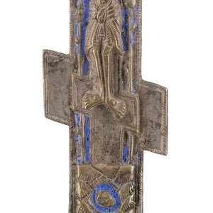 Late 19th-Century Russian Orthodox Crucifixion Icon With Blue Enamelling