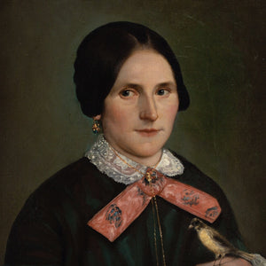 Mid-19th-Century French School, Portrait Of A Woman With A Bird