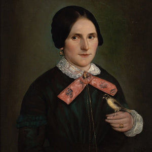 Mid-19th-Century French School, Portrait Of A Woman With A Bird