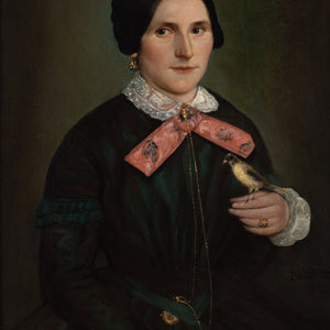 Mid-19th-Century French School, Portrait Of A Woman With A Bird