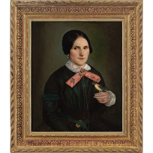 Mid-19th-Century French School, Portrait Of A Woman With A Bird