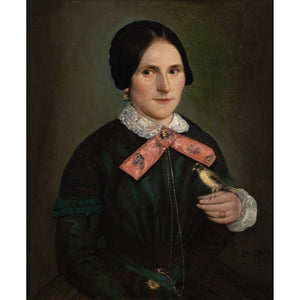 Mid-19th-Century French School, Portrait Of A Woman With A Bird