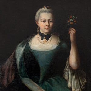 French School, 18th-Century Portrait Of A Lady Holding A Posy
