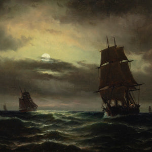 Carl Ludwig Bille, Nocturne With Sailing Ships