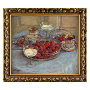 Karl Hayd, Still Life With Strawberries & Tea Service