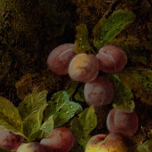 Oliver Clare, Still Life With Plums, Peach, Gooseberries & Raspberries