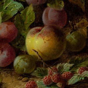 Oliver Clare, Still Life With Plums, Peach, Gooseberries & Raspberries
